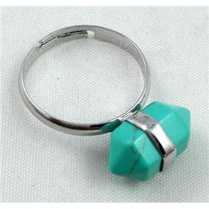 green Turquoise Ring, bullet, approx 10-16mm