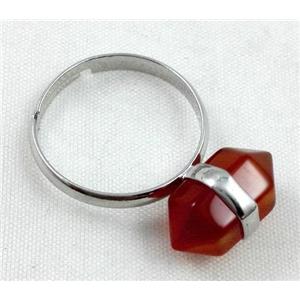 Red Agate Ring, bullet, approx 10-16mm