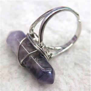 amethyst ring, wire wrapped, approx 20-30mm