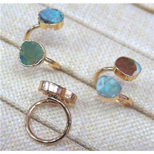 Turquoise Ring, copper, gold plated, approx 10-20mm