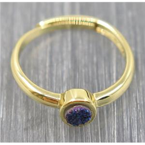 blue druzy quartz copper ring, approx 4mm, 20mm dia
