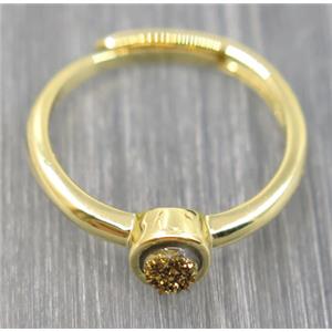 gold druzy quartz copper ring, approx 4mm, 20mm dia