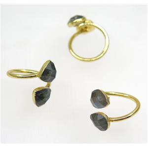Labradorite ring, mix shape, gold plated, approx 8-20mm