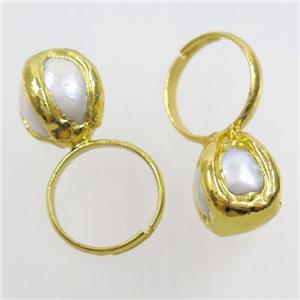 white Freshwater Pearl Rings, approx 15mm, 17mm