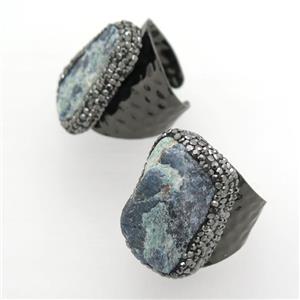 Kyanite Rings paved rhinestone, copper, black plated, approx 20-30mm