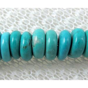 Turquoise heishi beads, 6mm dia, 2-2.5mm thick,16 inch length