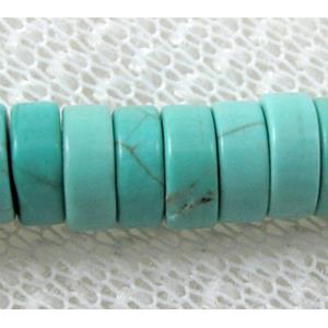 Turquoise heishi bead, 6.5mm dia, approx 2.5mm thick,16 inchlength
