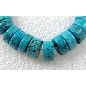 blue Assembled Turquoise heishi beads, 8mm dia, approx 3-3.5mm thick,16 inchlength