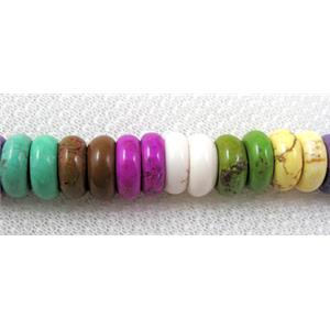 synthetic Turquoise rondelle beads, mixed color, 14mm dia, 5-7mm thick, 16 inch st.