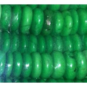 green synthetic Turquoise heishi beads, approx 3x12mm, 16 inch length