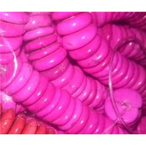 hotpink synthetic Turquoise heishi beads, approx 3x10mm, 16 inch length