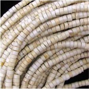 white synthetic Turquoise heishi beads, approx 2x4mm, 15.5inches st.