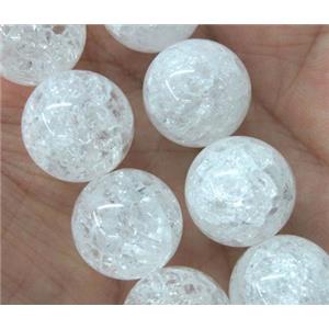 crackle clear quartz beads, round, approx 10mm dia, 38pcs per st
