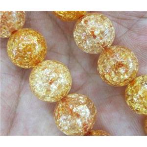 round golden Crackle Crystal beads, approx 12mm dia, 31pcs per st
