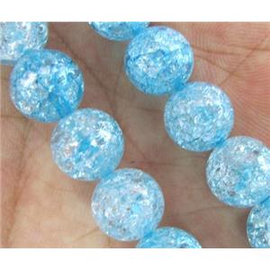 round blue Crackle Crystal beads, approx 10mm dia, 38pcs per st