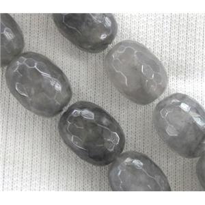 natural Cloudy Quartz beads, faceted barrel, approx 15x30mm