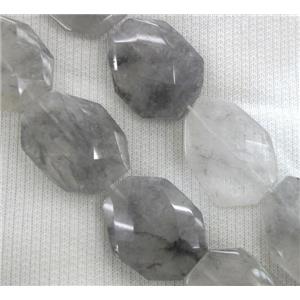 natural cloudy quartz beads, faceted freeform, approx 15x25mm