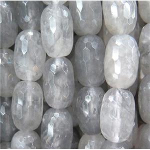 natural cloudy quartz beads, faceted barrel, approx 13x18mm