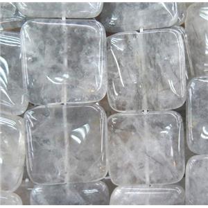natural cloudy quartz bead, square, approx 25x25mm