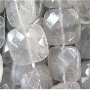 natural cloudy quartz beads, faceted square, approx 30x30mm