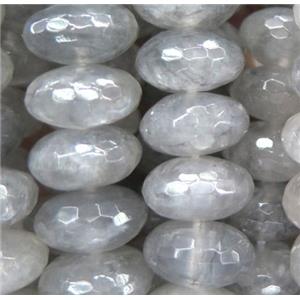 natural cloudy quartz beads, faceted rondelle, approx 5x10mm