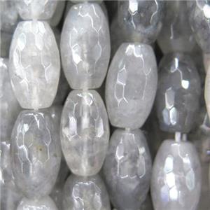 natural cloudy quartz beads, faceted barrel, approx 15x30mm