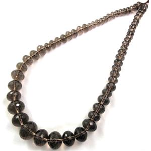 Smoky Quartz necklace, faceted, 5x8-13x18mm, 17.5 inch length, grade A