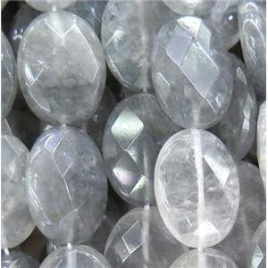 natural cloudy quartz beads, faceted oval, approx 15x20mm