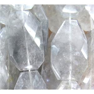 natural Cloudy Quartz beads, faceted freeform, approx 22-38mm
