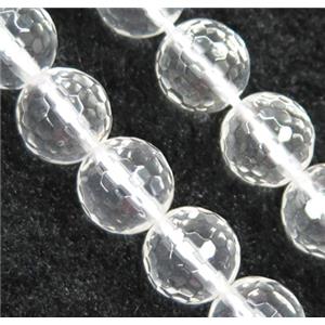 natural clear quartz beads, faceted round, Grade-A, approx 10mm dia