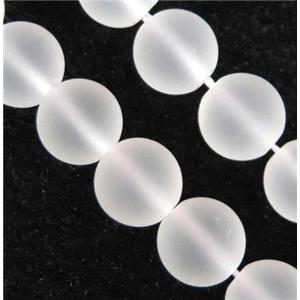 natural clear quartz beads, matte, round, approx 10mm dia