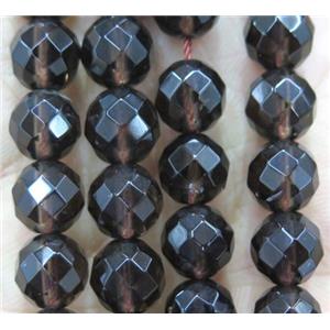 Smoky Quartz bead, faceted round, approx 12mm dia