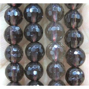 Smoky Quartz beads, faceted round, approx 6mm dia