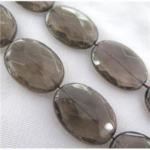 Smoky Quartz Beads, faceted oval, approx 13x18mm
