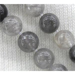 Cloudy Quartz beads, round, grey, Grade-AB, approx 12mm dia, 31pcs per st