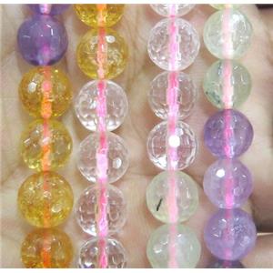 mixed gemstone beads, faceted round, approx 12mm dia