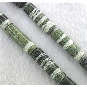 Green Silver-line Jasper Beads, tube, approx 10x30mm, 15.5 inches