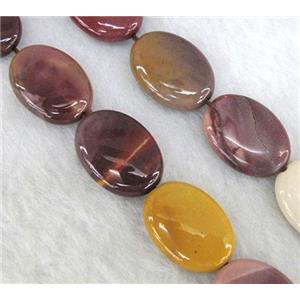 Mookaite stone Beads, flat oval, approx 30x35mm, 15.5 inches