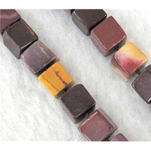 Mookaite Beads, cube, approx 6x6x6mm, 15.5 inches