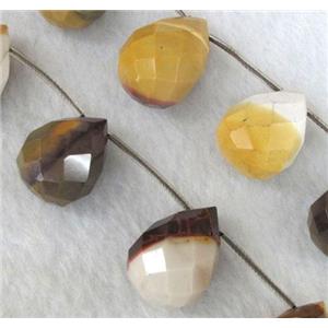 Mookaite jasper Beads, faceted 3D-teardrop, approx 12x18mm, 15.5 inches