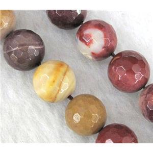 faceted round Mookaite beads, grade AA, approx 6mm dia, 15.5 inches