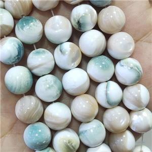 natural Tridacna Shell Beads, round, approx 10mm dia, 16 inches