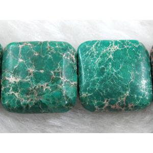 Green Sea Sediment Jasper Beads Square, 16x16mm, 25pcs per st