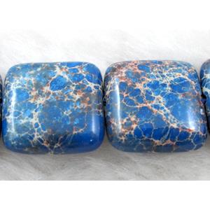 Blue Sea Sediment Jasper Beads Square, 16x16mm, 25pcs per st