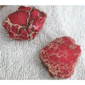Sea Sediment slice beads, freeform, red, approx 10-45mm