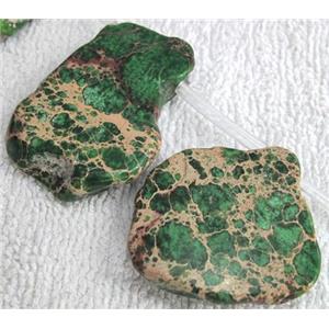 Sea Sediment slice beads, freeform, green, approx 10-45mm