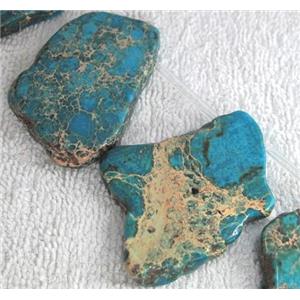 Sea Sediment slice beads, freeform, blue, approx 10-45mm
