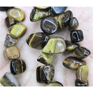 tiger eye stone chips, freeform, approx 8-15mm, 15.5 inches
