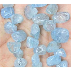 Aquamarine chip beads, freeform, approx 8-15mm, 15.5 inches