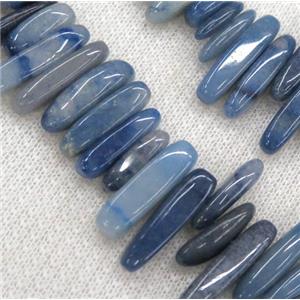blue aventurine chip beads, freeform stick, approx 12-25mm, 15.5 inches
